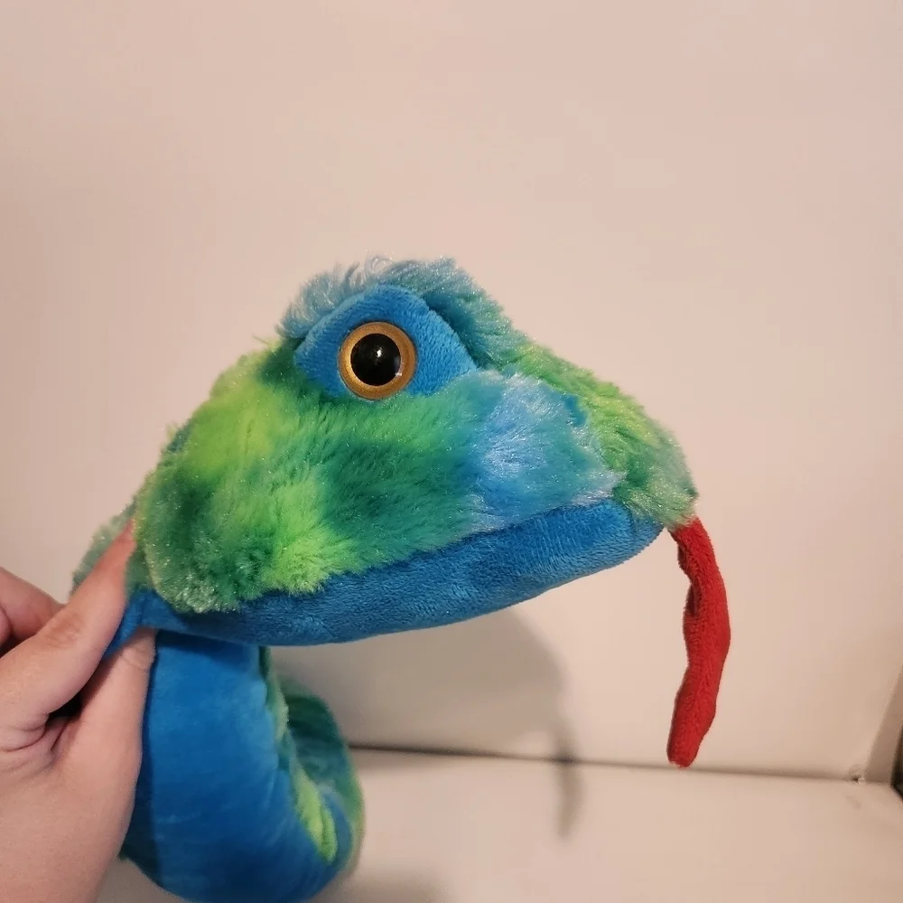 64” Fiesta Blue and Green Watercolor Design Snake Plush